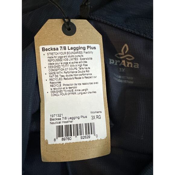 Prana Leggings Women's Plus Size 3X Blue Becksa 7/8 Legging New Activewear - Picture 4 of 4
